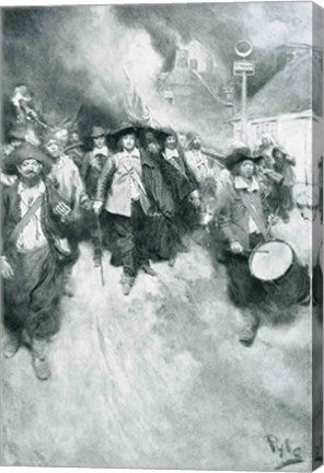 The Burning of Jamestown, 1676, illustration from 'Colonies and Nation' by Howard Pyle