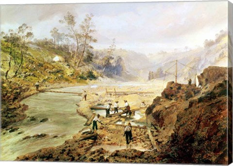 Fortyniners' washing gold from the Calaveres River, California, 1858