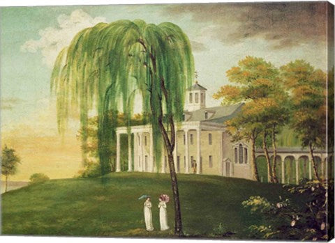 President George Washington on the porch of his house at Mount Vernon