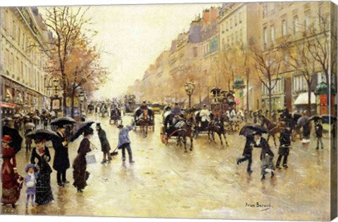 Boulevard Poissonniere in the Rain by Jean Beraud