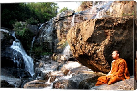 Buddhist Monk In Mae Klang Waterfall