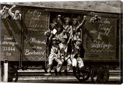 German Soldiers in a Railroad Car on the Way to the Front