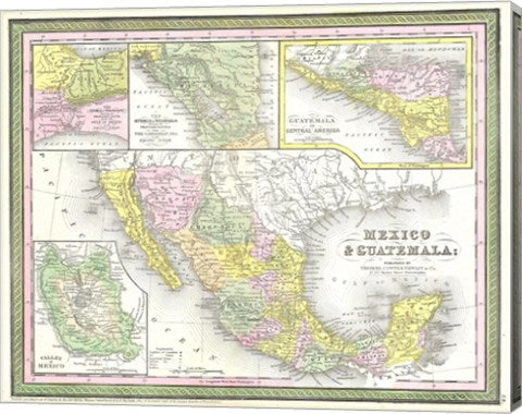 1850 Mitchell Map of Mexico Texas