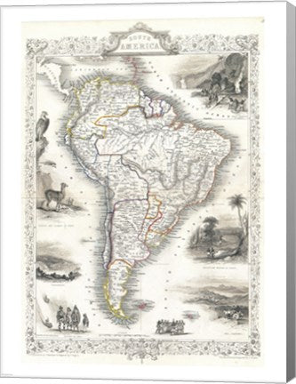 1850 Tallis Map of South America