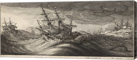Wenceslas Hollar - Warships and a Spouting Whale