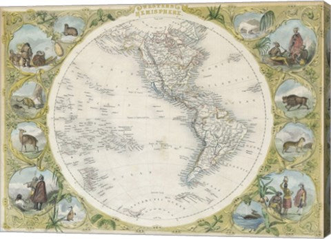 1850 Tallis Map of the Western Hemisphere