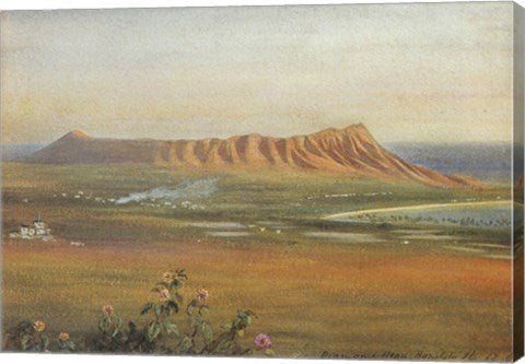 Edward Clifford (1844-1907) - 'DiamondHead, Honolulu', watercolor painting, 1888