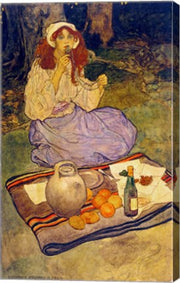 Elizabeth Shippen Green, Miguela, kneeling still, put it to her lip, 1906