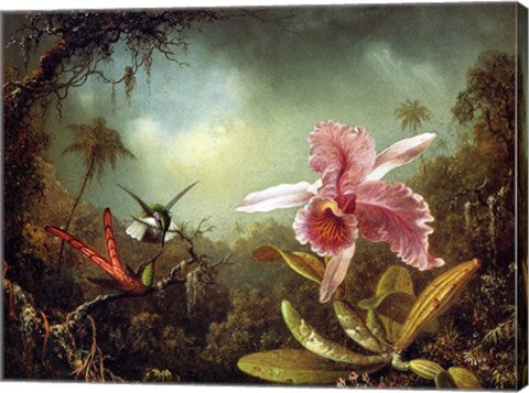 Orchid with Two Hummingbirds 1871