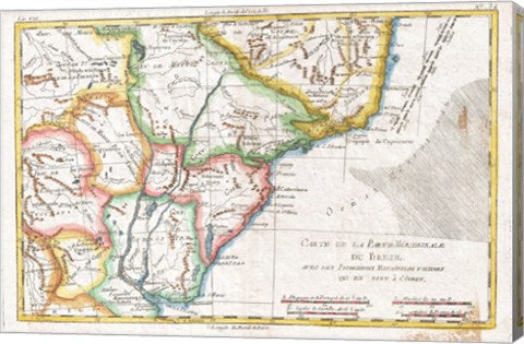 1780 Raynal and Bonne Map of South America