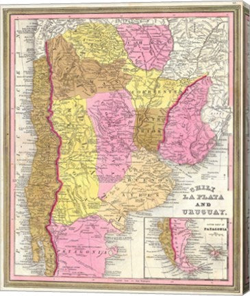 1846 Burroughs - Mitchell Map of Argentina, Uruguay, Chili in South America