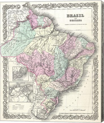 1855 Colton Map of Brazil 1855