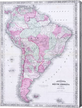 1863 Johnson's Map of South America