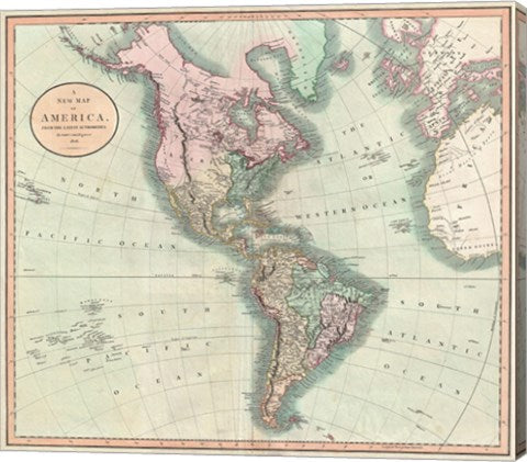1806 Cary Map of the Western Hemisphere