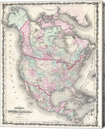 1862 Johnson Map of North America
