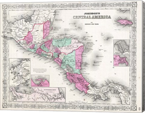 1866 Johnson Map of Central America