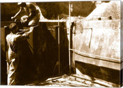 Detail in corner of column form showing vertical and horizontal keys with grout pipe and condulet grout outlets