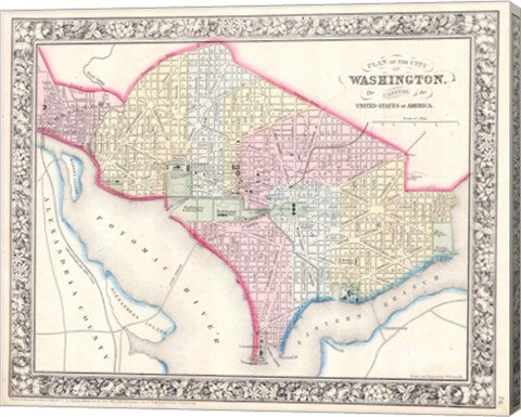 1864 Mitchell Map of Washington D.C.