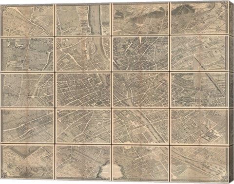 1739 Bretez - Turgot View and Map of Paris, France