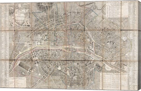 1797 Jean Map of Paris and the Faubourgs, France