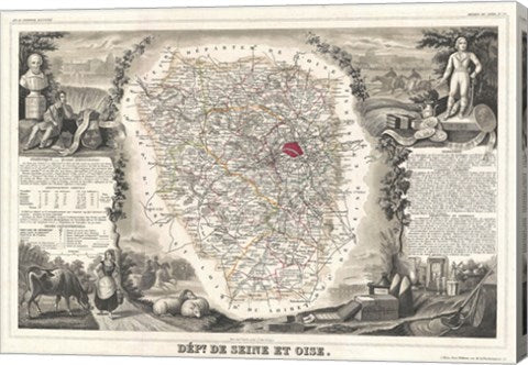 1852 Levasseur Map of Seine et Oise