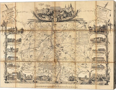 1865 Madeleine Map Pocket Map of Vichy, France