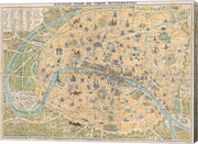 1890 Guilmin Map of Paris, France with Monuments
