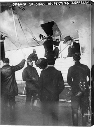 French soldiers inspecting Zeppelin
