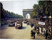 Crowds of French Patriots Line the Champs Elysees