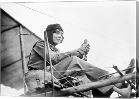Aviator Helene Dutrieu Seated in Her Airplane