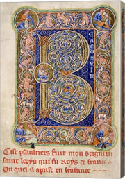 Illuminated Manuscript, Psalter. Inhabited Initial B of Psalm 1