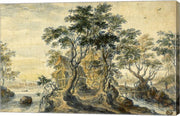 River Landscape with House on a Rocky Island by Isaac Major