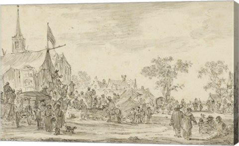 A Village Festival with Musicians Playing Outside a Tent by Jan Van Goyen