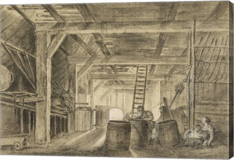 Interior of a Barn with a Family of Coopers by Francois Boucher
