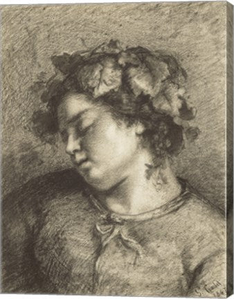 Head of a Sleeping Bacchante by Gustave Courbet