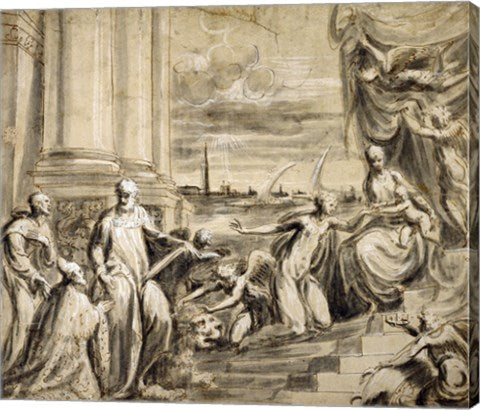 The Mystic Marriage of Saint Catherine with Saints and a Doge by Andrea Schiavone