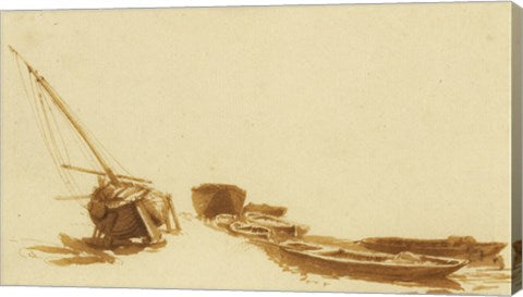 Boats on Shore and in Water by Jan de Bisschop