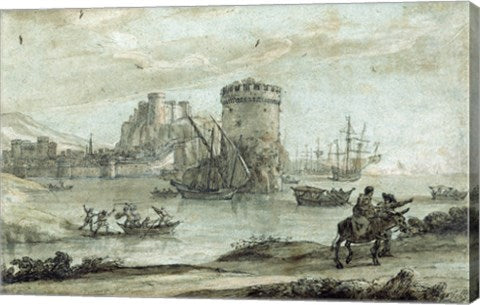 Figures in a Landscape before a Harbor by Claude Lorrain