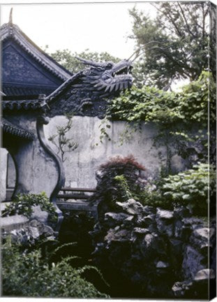 Garden with Dragon on Temple Wall Shanghai, China