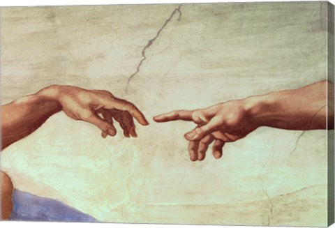 Hands of God and Adam, detail from The Creation of Adam, from the Sistine Ceiling, 1511 by Michelangelo Buonarroti