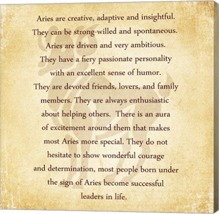 Aries Character Traits by Veruca Salt