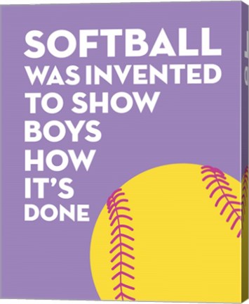Softball Quote - Yellow on Purple 2 by Sports Mania