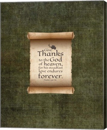 Psalm 136:26, Give Thanks (Scroll on Olive Border) by Inspire Me