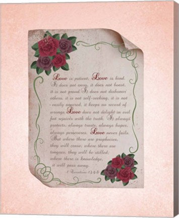 Corinthians 13:4-8 Love is Patient - Rose Border Pink by Inspire Me