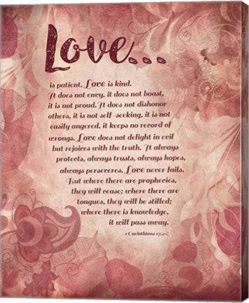 Corinthians 13:4-8 Love is Patient - Pink Floral by Inspire Me