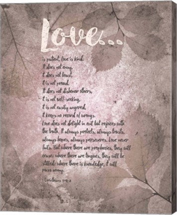 Corinthians 13:4-8 Love is Patient - Grey Leaves by Inspire Me