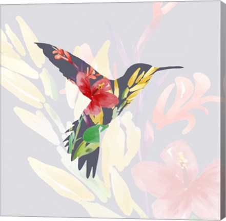 Grey Floral Hummingbird by Color Me Happy