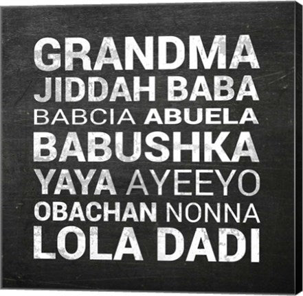 Grandma Various languages - Chalkboard by Color Me Happy