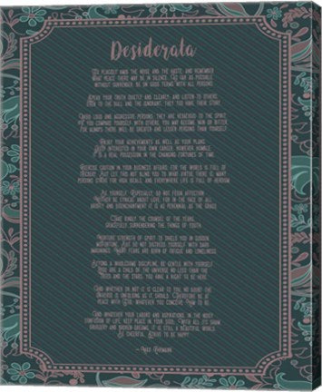 Desiderata Floral Frame Turquoise by Quote Master