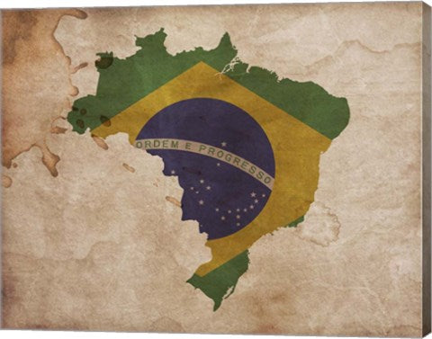 Map with Flag Overlay Brazil by Color Me Happy